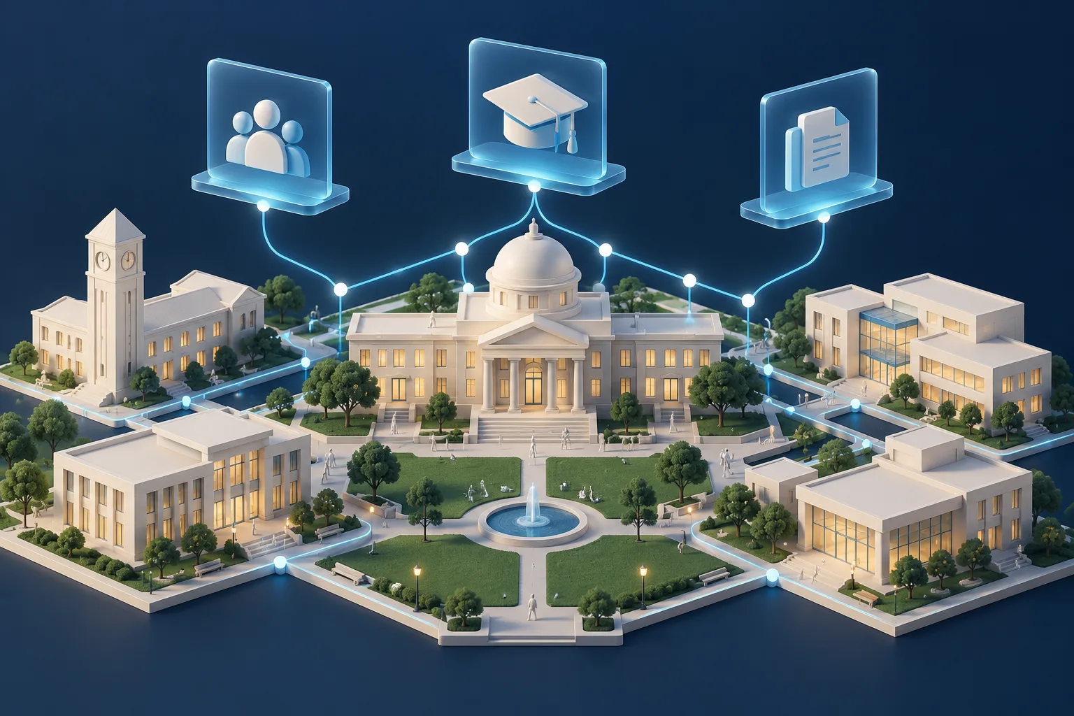 Conceptual illustration of connected campus systems